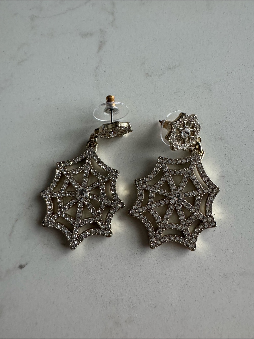 J. Crew Crystal Spiderweb Drop Earrings - Silver